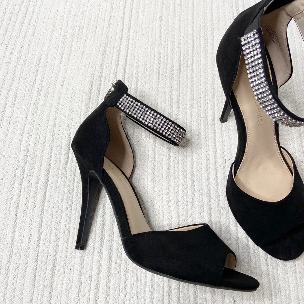 NEW Boston Proper Rabia Black Rhinestone Heels 8.5 - Picture 3 of 8